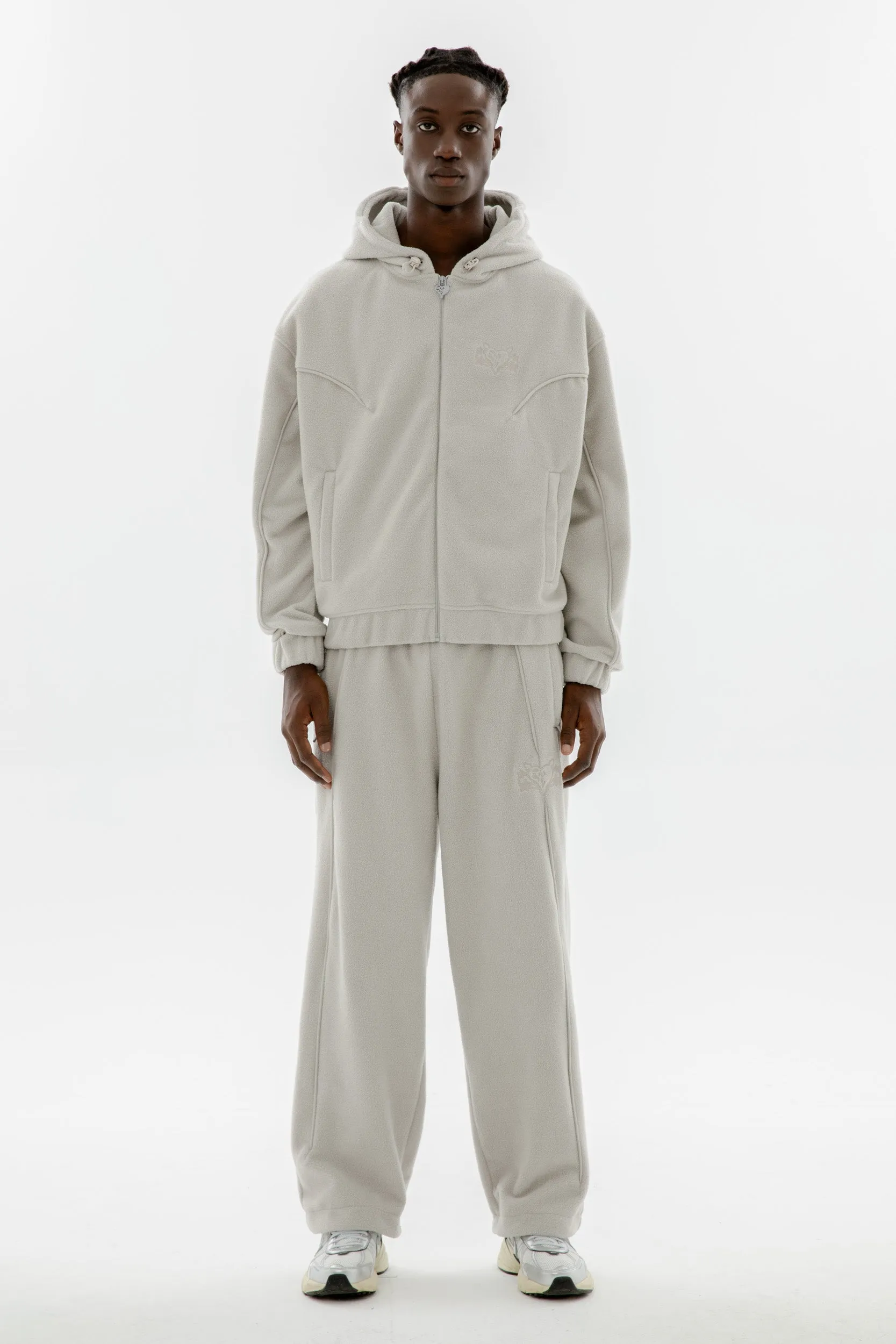 STAR WREATH FLEECE ZIP WASHED ULTIMATE GRAY 