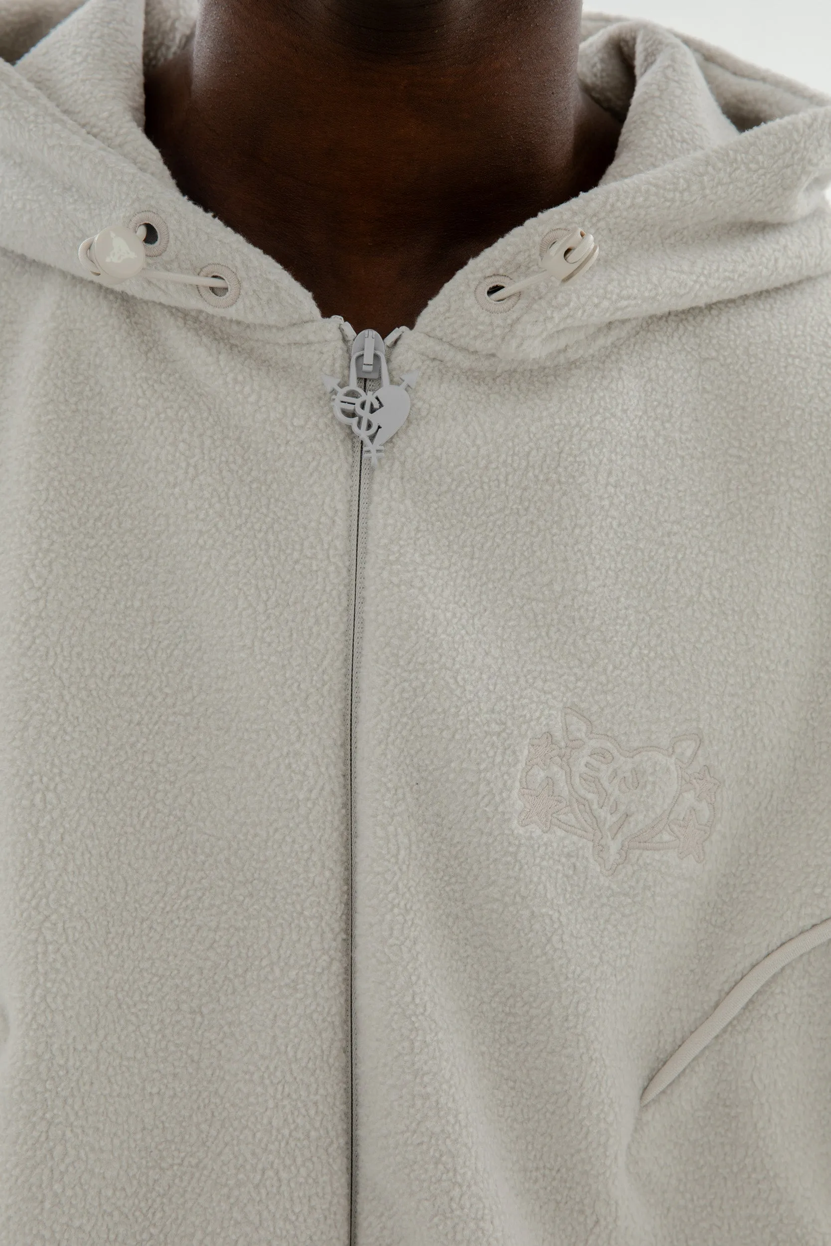 STAR WREATH FLEECE ZIP WASHED ULTIMATE GRAY 
