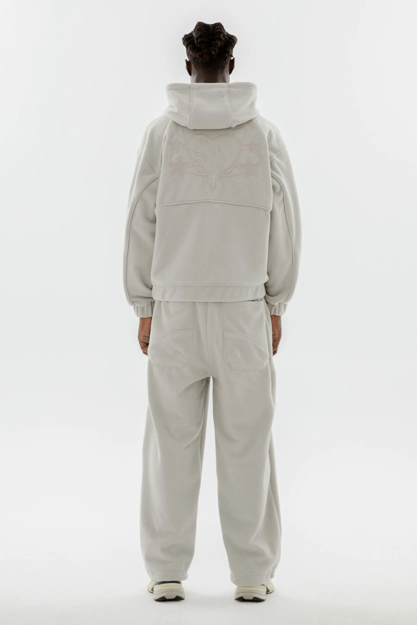 STAR WREATH FLEECE ZIP WASHED ULTIMATE GRAY 