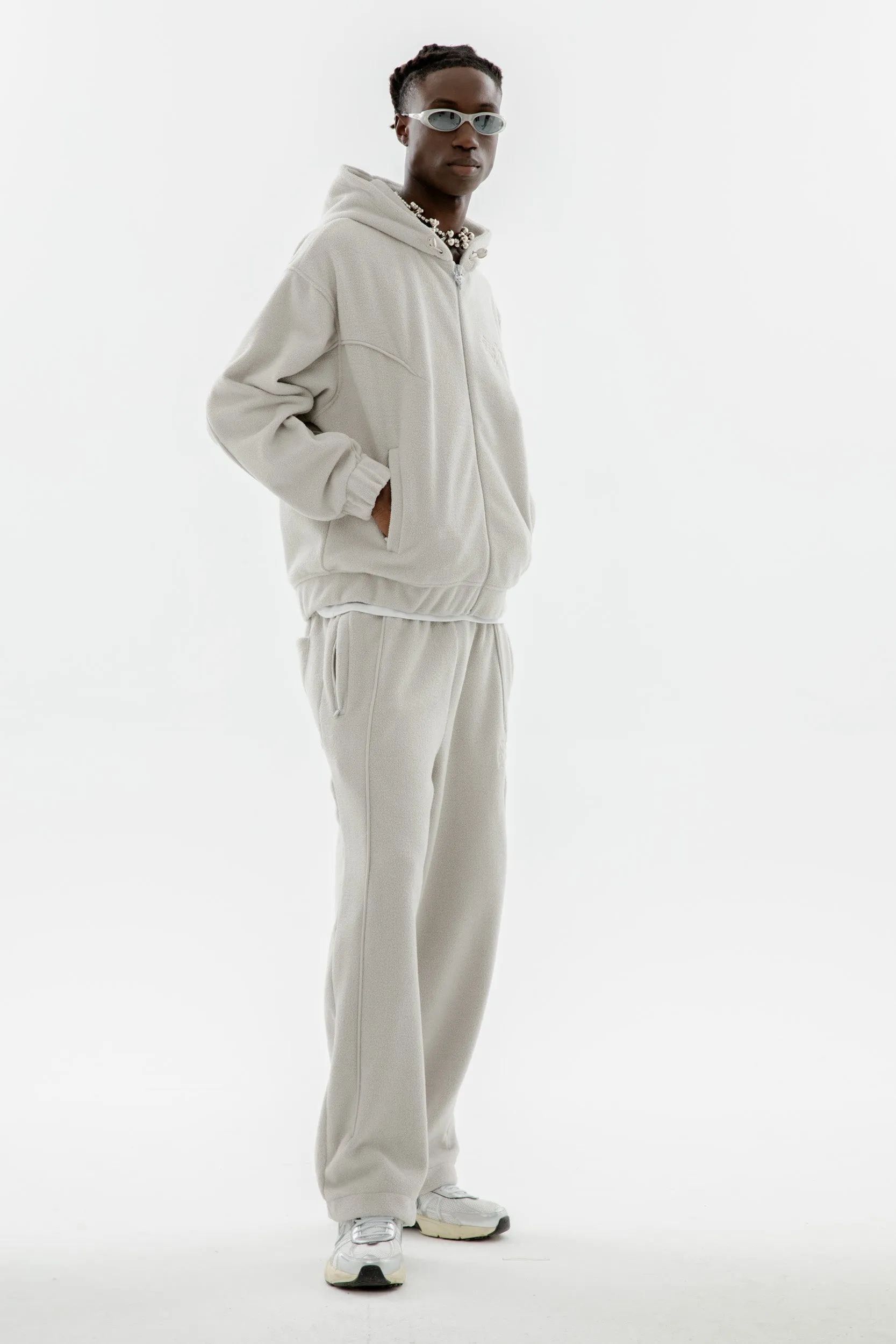 STAR WREATH FLEECE ZIP WASHED ULTIMATE GRAY 