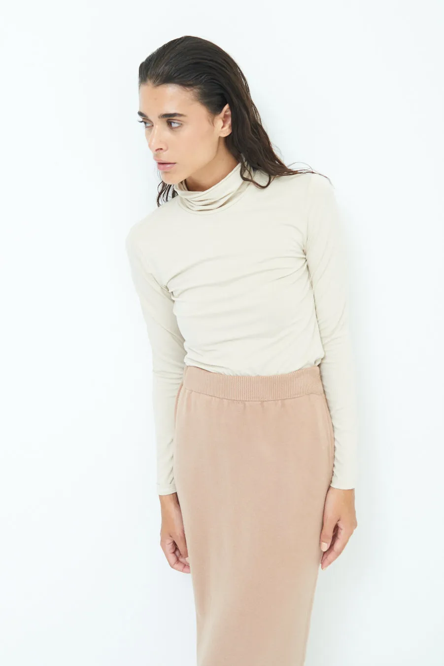 Stylish turtleneck long sleeve top wholesale