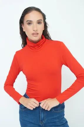 Stylish turtleneck long sleeve top wholesale