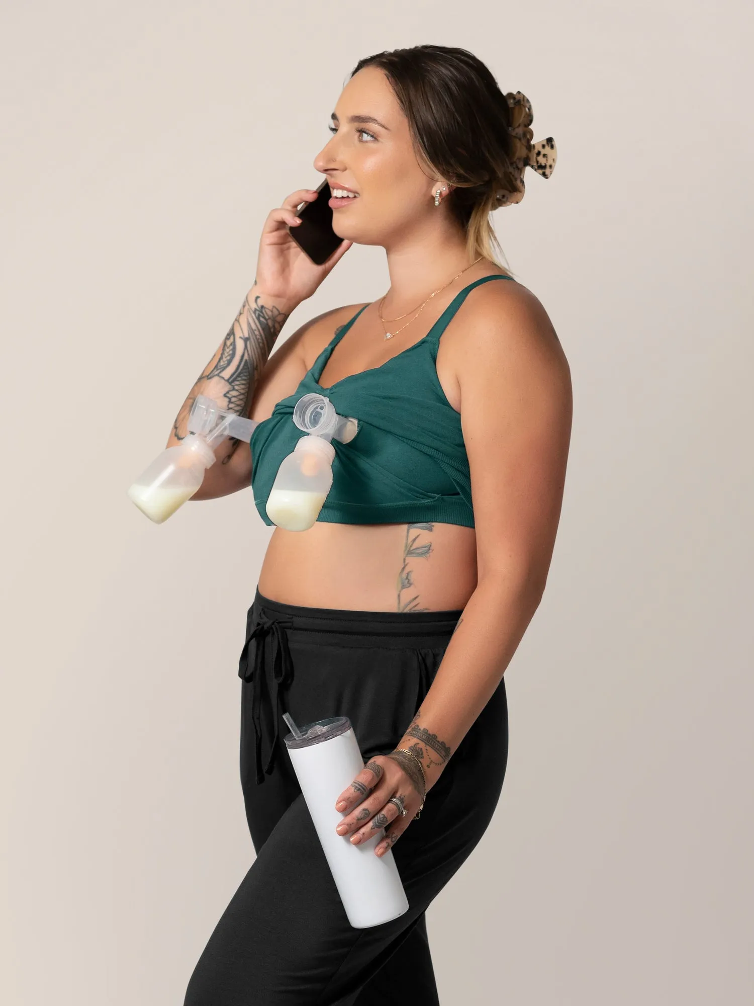 Sublime® Bamboo Hands-Free Pumping Lounge & Sleep Bra | Evergreen
