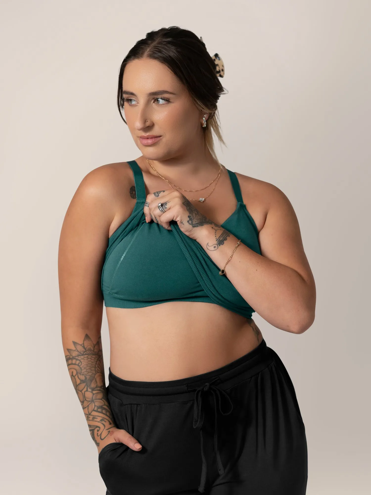 Sublime® Bamboo Hands-Free Pumping Lounge & Sleep Bra | Evergreen