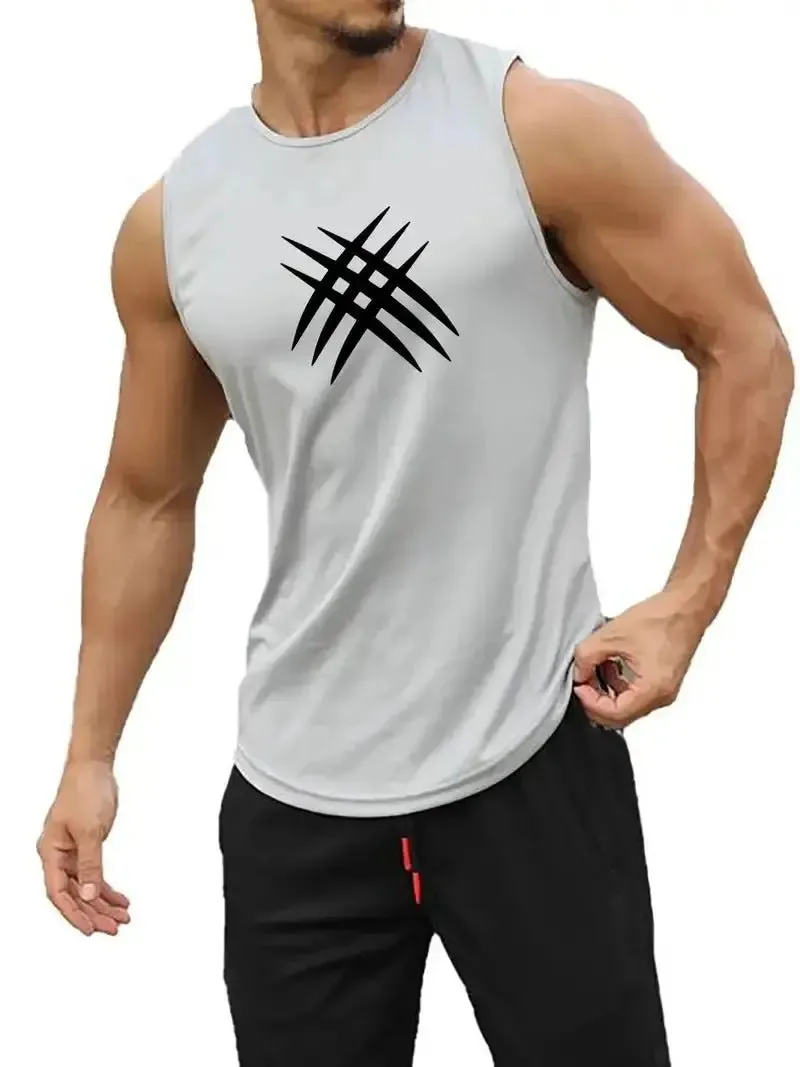 Summer Sleeveless Men's T-Shirt Fashion Braces Clothe pattern Print Casual O-Neck Outdoor Gym Clothing Man Pullover Sportswear