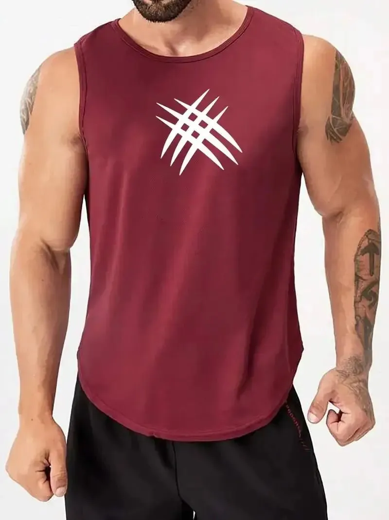Summer Sleeveless Men's T-Shirt Fashion Braces Clothe pattern Print Casual O-Neck Outdoor Gym Clothing Man Pullover Sportswear