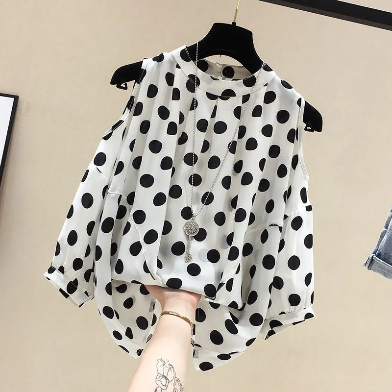 Summer Women Blouse Sexy Off Shoulder Chiffon Lantern Sleeve Loose Pattern