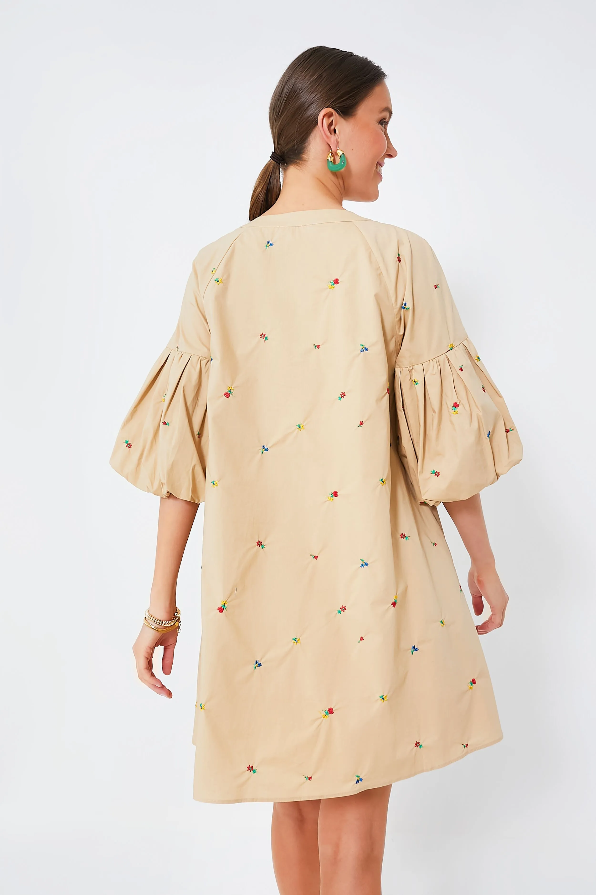 Tan Embroidered Brewster Mini Dress