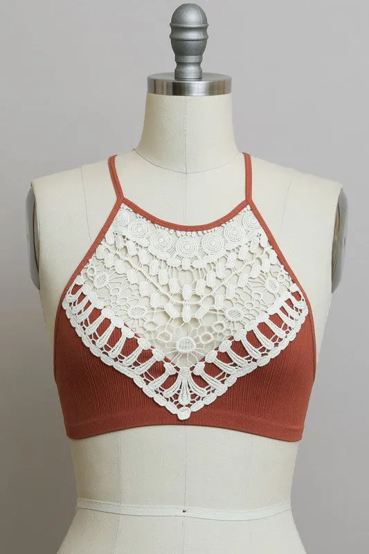 TEEK - Crochet Lace High Neck Bralette