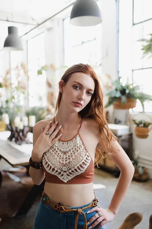 TEEK - Crochet Lace High Neck Bralette