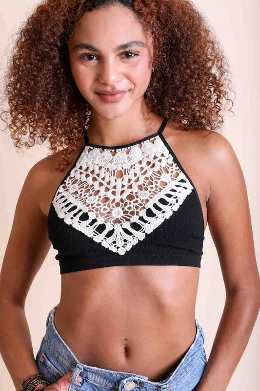 TEEK - Crochet Lace High Neck Bralette