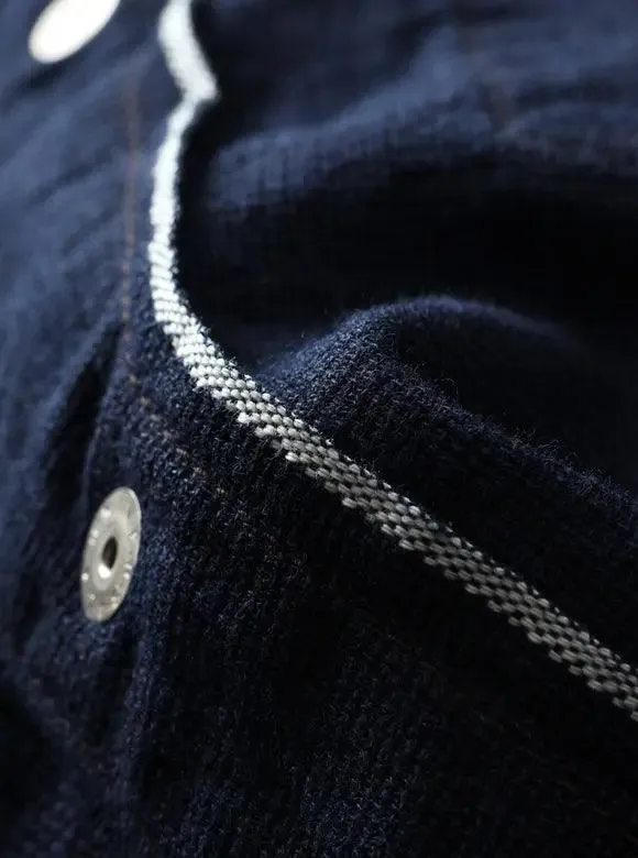 The Flat Head FN-SCW-002L Indigo Dobby Western Shirt