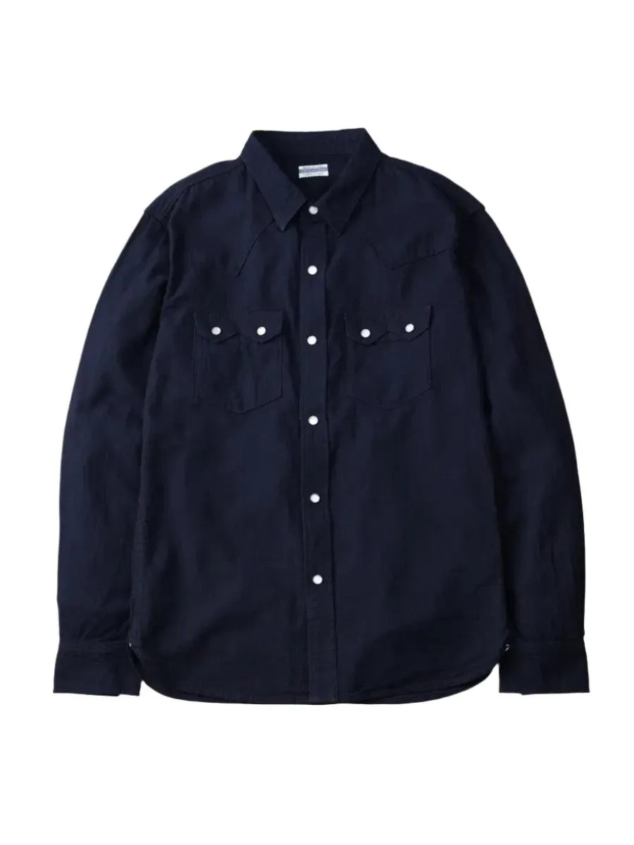 The Flat Head FN-SCW-002L Indigo Dobby Western Shirt