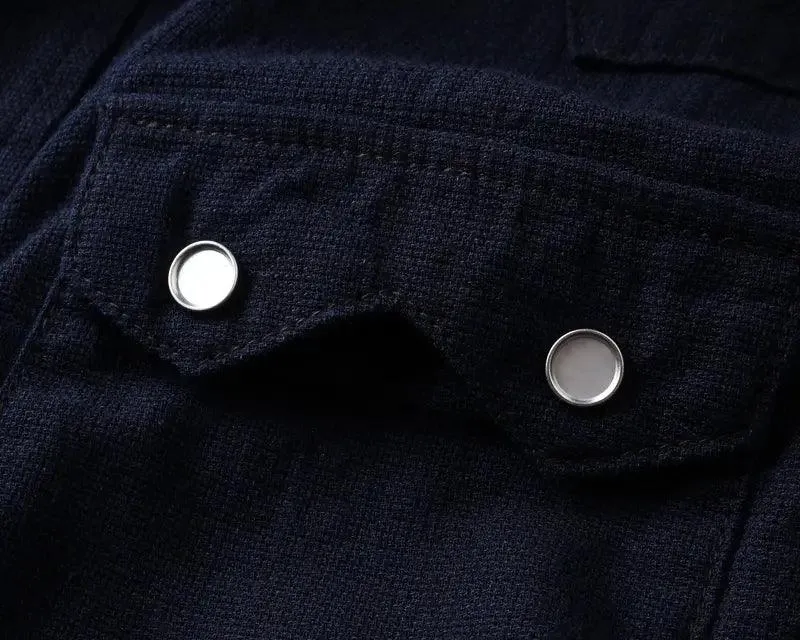 The Flat Head FN-SCW-002L Indigo Dobby Western Shirt