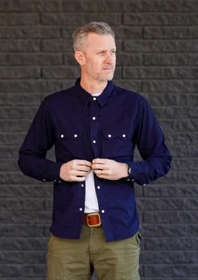 The Flat Head FN-SCW-002L Indigo Dobby Western Shirt