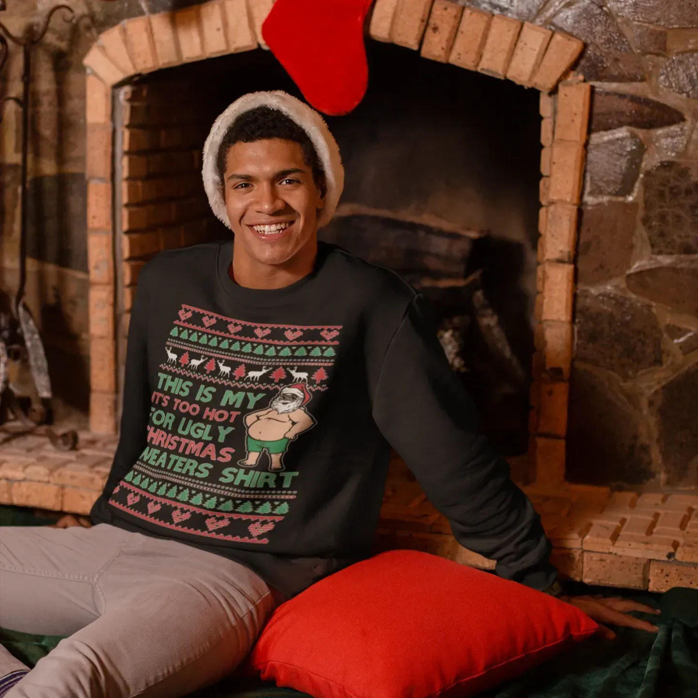 This Is My It's Too Hot For Ugly Christmas Sweatshirt Unisex Graphic Crewneck Blended Pullover