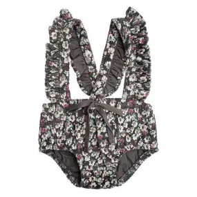 TOCOTO VINTAGE FLOWER CORDUROY PRINT ROMPER