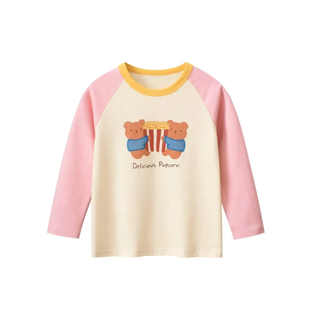 Toddler/Kid Girl's Long Sleeve Delicious Popcorn Print Design T-shirt