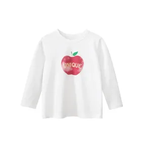 Toddler/Kid Girl's Long Sleeve Unique Apple Print Design T-shirt
