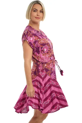 Tropical Cocktail Drawstring Dress