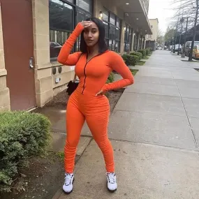 Turtleneck Gloved Sleeve Jumpsuits Leggings