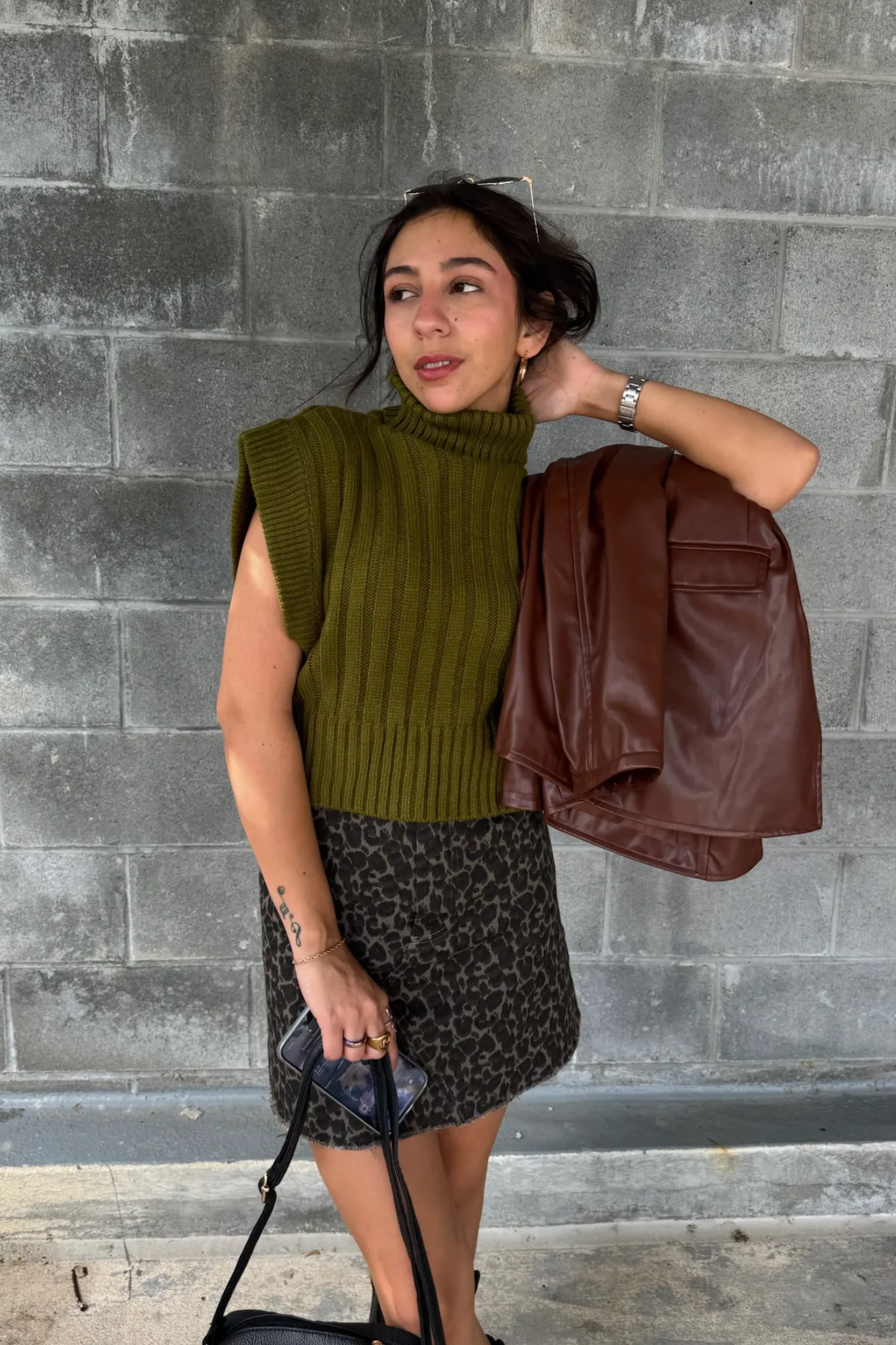 Twill Leopard Skirt
