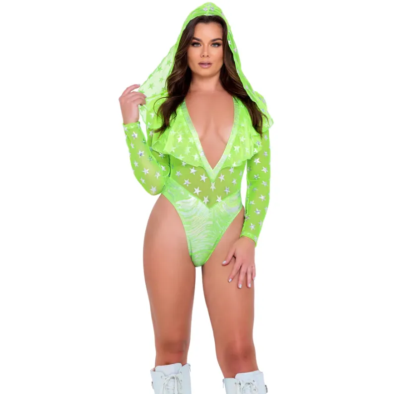 Two Tone Hooded Bodysuit
