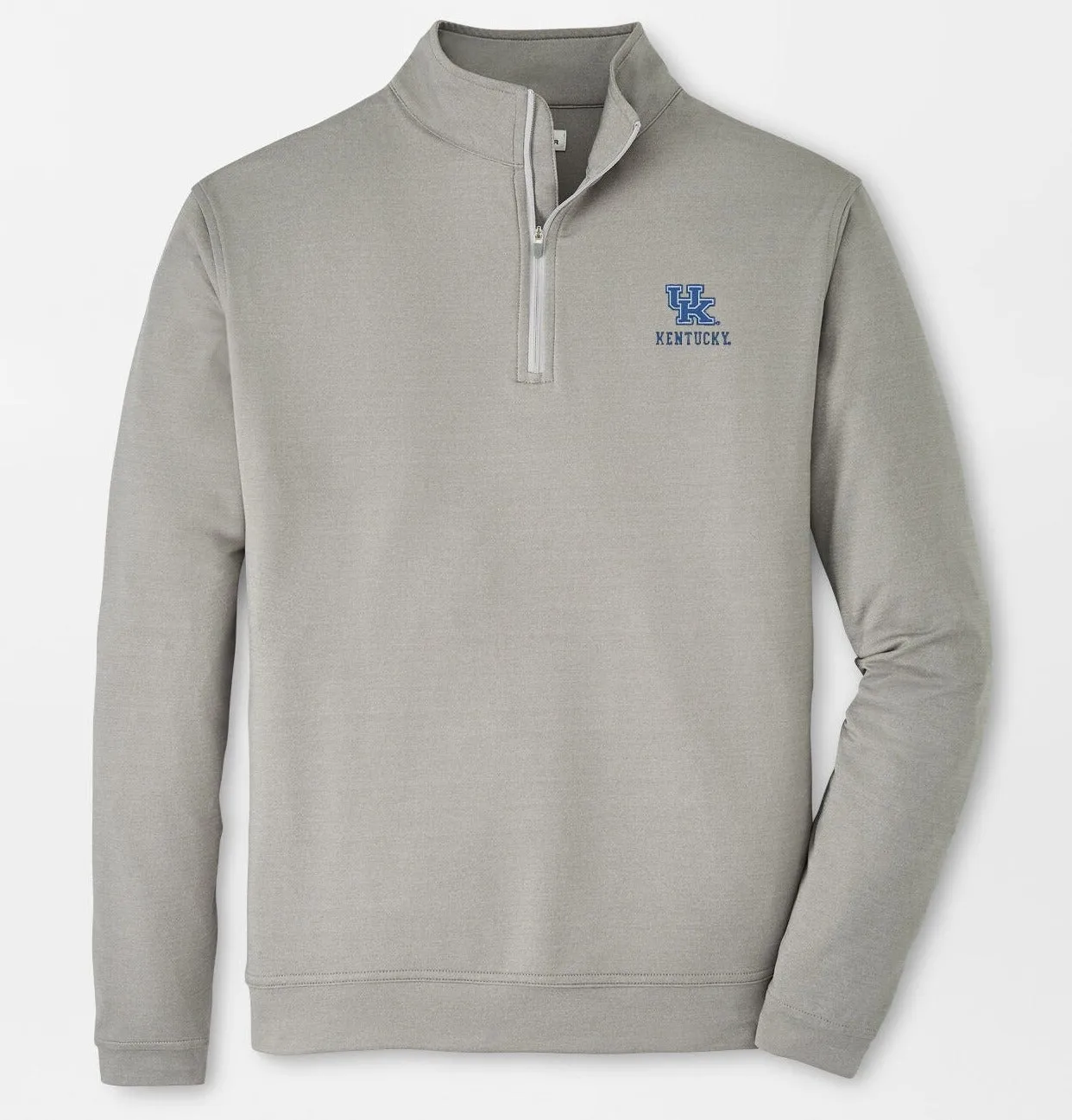 University of Kentucky Melange Perth Performance Quarter-Zip in Gale Grey by Peter Millar