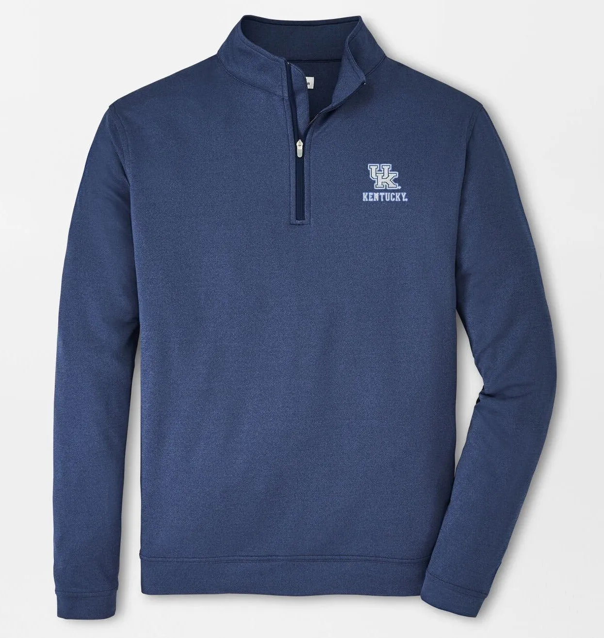 University of Kentucky Melange Perth Performance Quarter-Zip in Navy by Peter Millar
