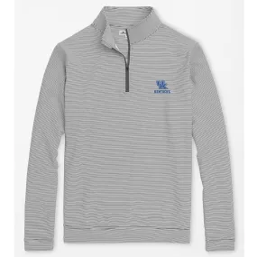 University of Kentucky Stripe Perth Performance Quarter-Zip in Iron/White by Peter Millar