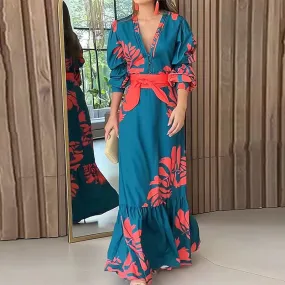Uniwim cybergoth dress to impress Autumn New Bohemian Style Fashion Printed Long Sleeve Dress Women