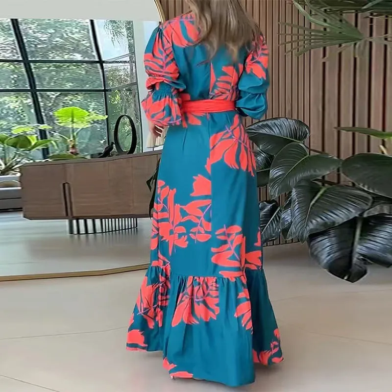 Uniwim cybergoth dress to impress Autumn New Bohemian Style Fashion Printed Long Sleeve Dress Women