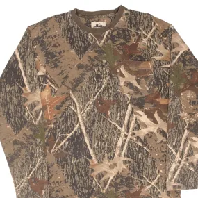 VINTAGE HUNTING CAMO OLD MILL LONG SLEEVE POCKET TEE SHIRT SIZE LARGE