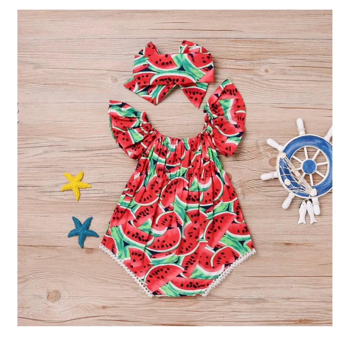 Watermelon Romper with Headband