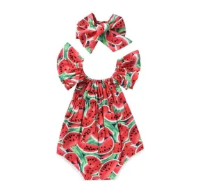 Watermelon Romper with Headband
