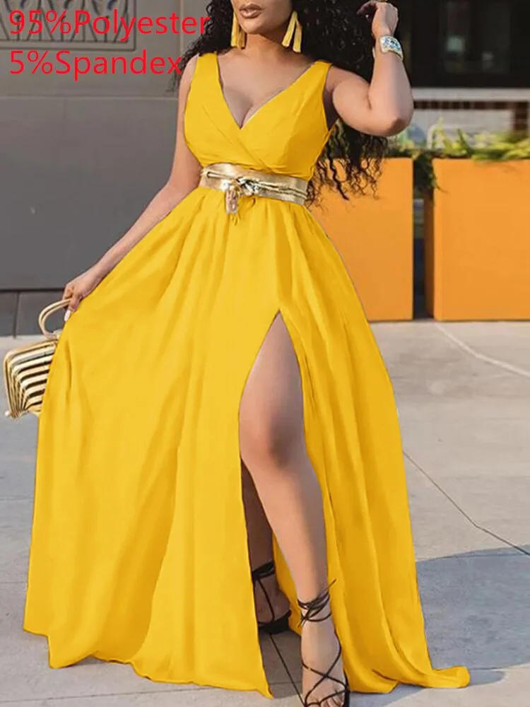 Wenkouban Summer Party Long Dress Women Bohemian Printed Sundress  Side Slit Polka Dot Dress Robe 2023 Deep V Neck Vestidos Robe