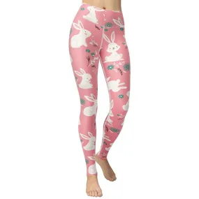 White Easter Bunnies Yoga Leggings