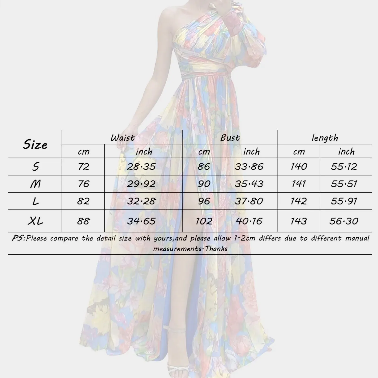 Wjczt Formal Evening Gown with Slits Floral Print Evening Dress Elegant One Shoulder Floral Print Maxi Dress for Women for Party 2024