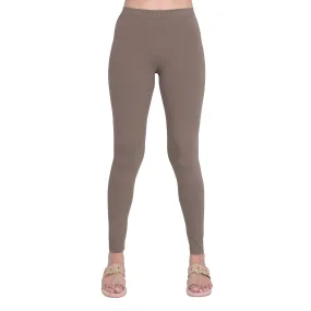 Women Mid Brown Breathable Long Length Legging