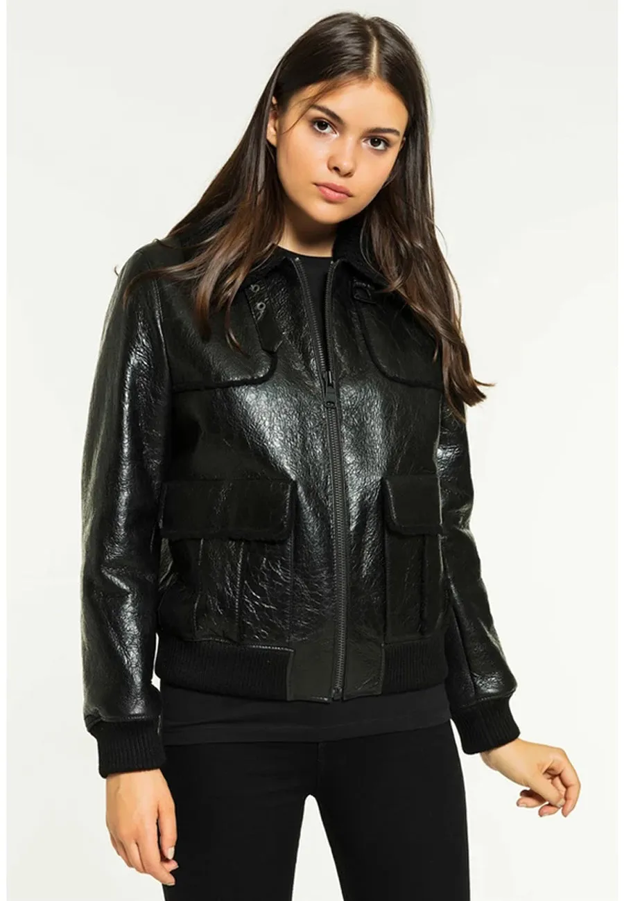 Women’s Black Leather Shearling Jacket