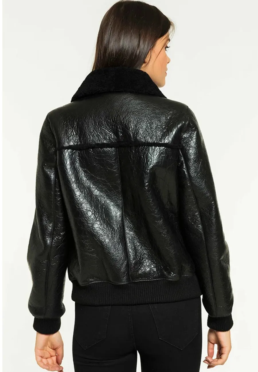 Women’s Black Leather Shearling Jacket