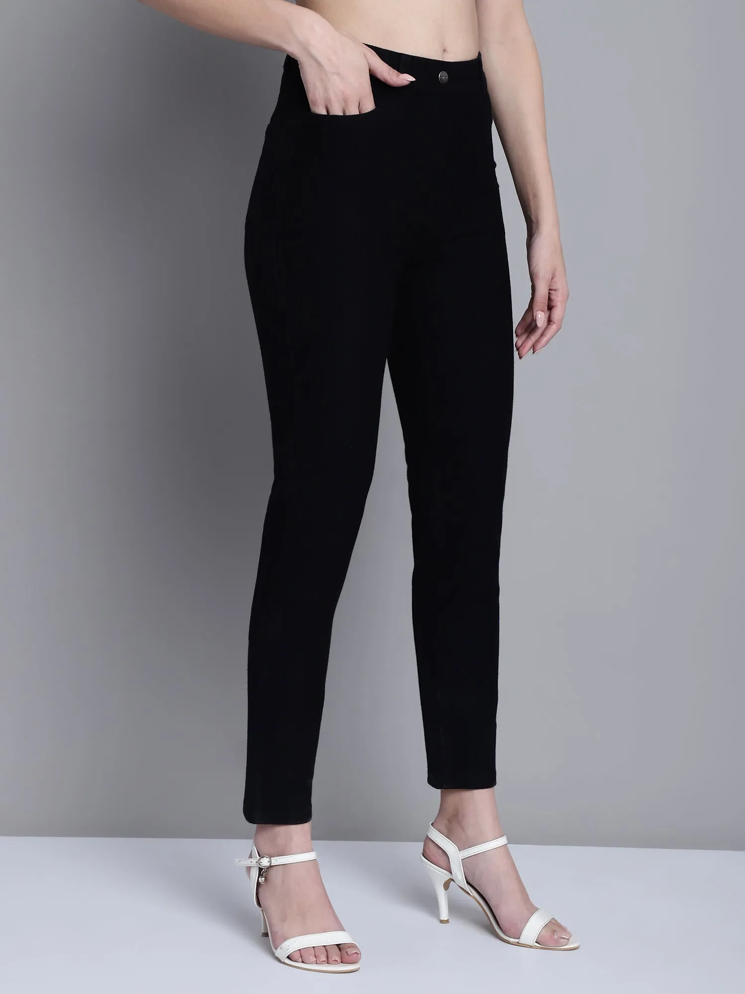 Women's Casual Regular Fit Black  Mid rise Leggings
