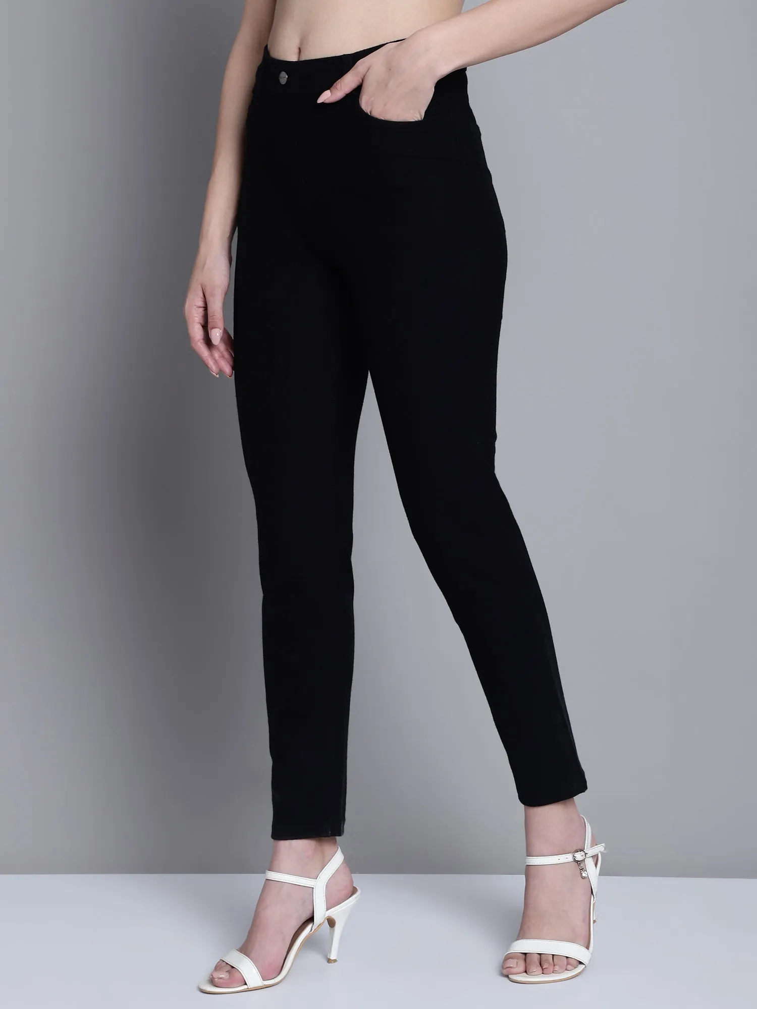 Women's Casual Regular Fit Black  Mid rise Leggings