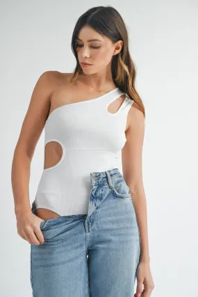 Women's MABLE One Shoulder Ribbed Cutout Detail Bodysuit