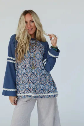 Wonder Valley Mix Print Top - Navy