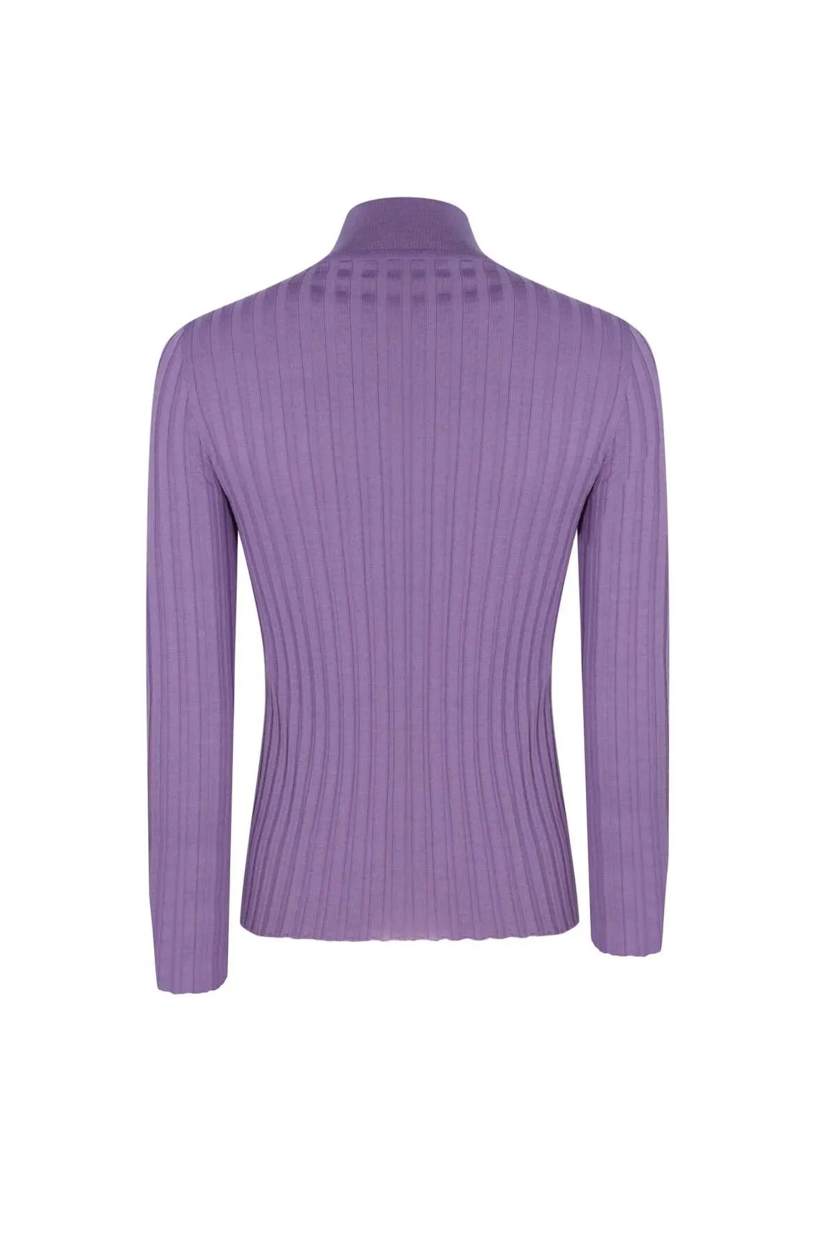 Wool Blended Mock Neck Purple Sweater