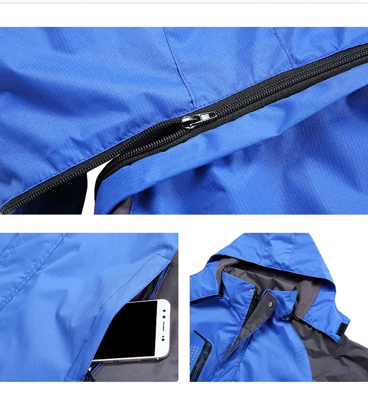 Zippered Long-Sleeved Waterproof Jacket With Fleece Lining