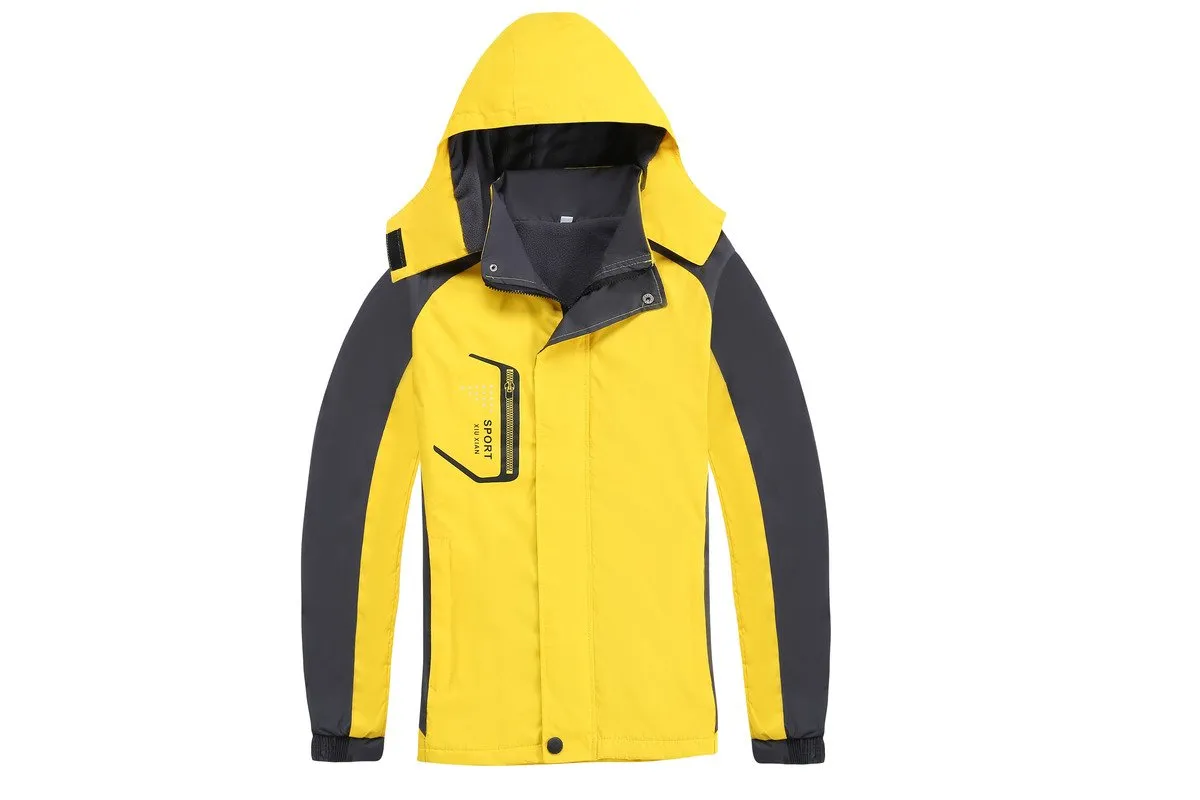 Zippered Long-Sleeved Waterproof Jacket With Fleece Lining