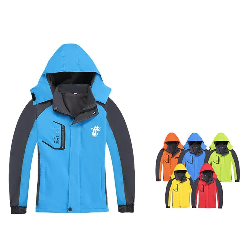 Zippered Long-Sleeved Waterproof Jacket With Fleece Lining